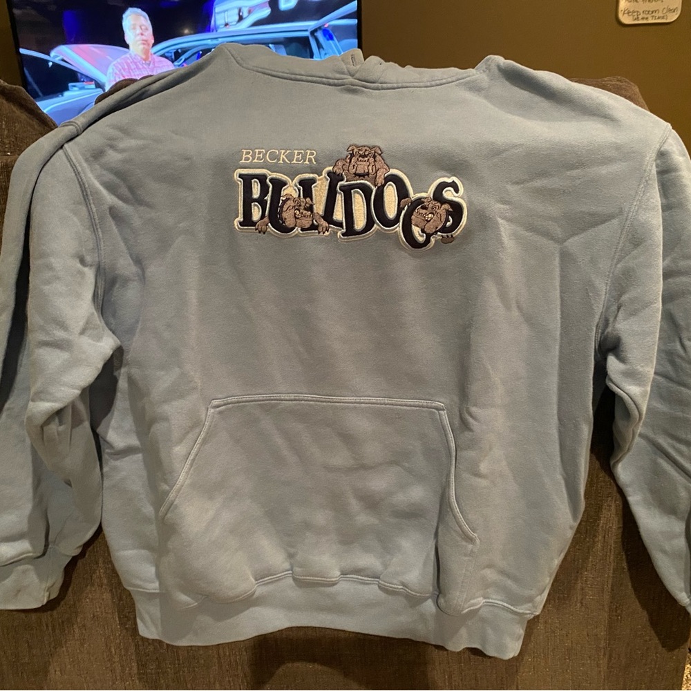 Lighter blue Becker Bulldogs hoodie